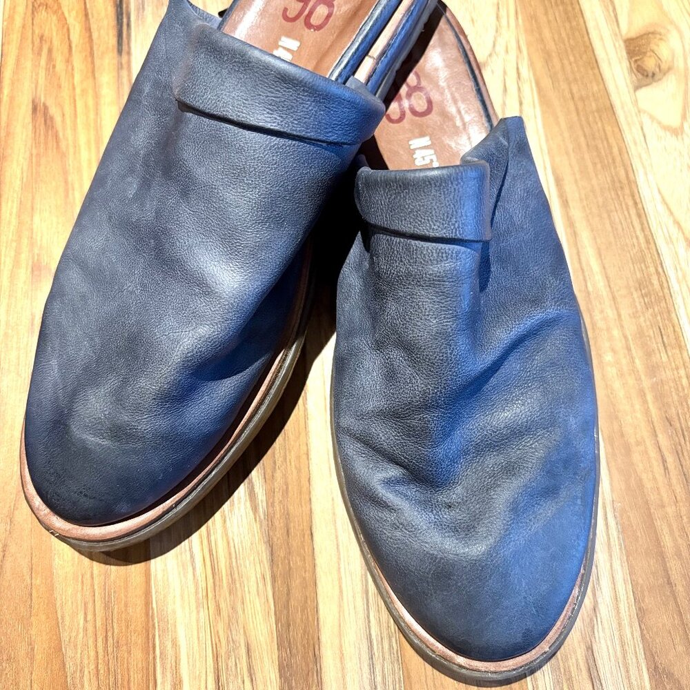 A.S.98 Blue Leather Mules